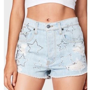 LF rhinestone star denim shorts